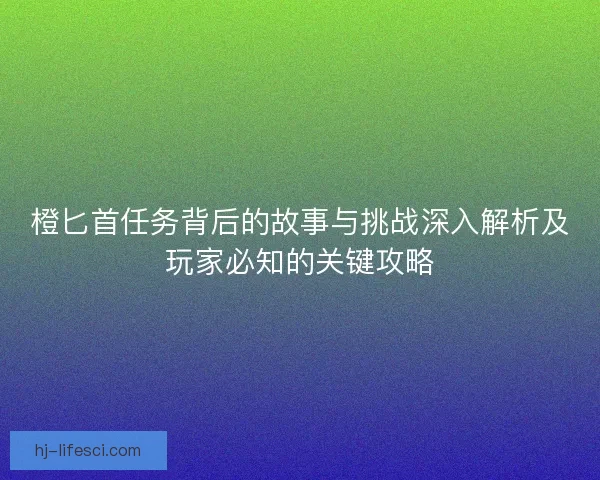 橙匕首任务背后的故事与挑战深入解析及玩家必知的关键攻略